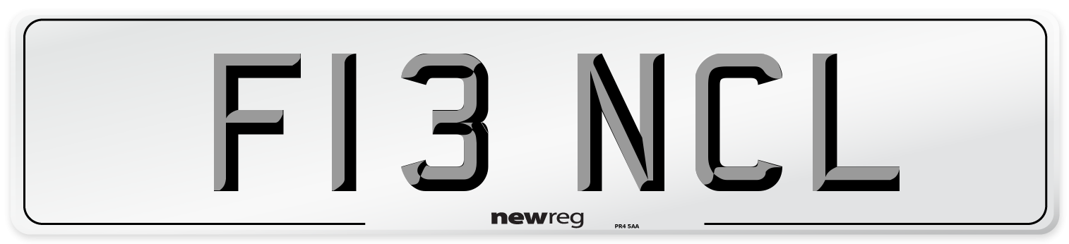F13 NCL Number Plate from New Reg